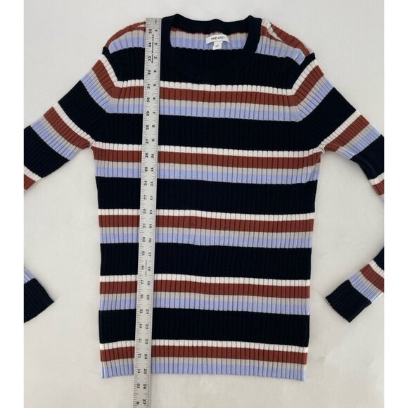 Nine West Women's Ribbed Striped Crew Neck Long Sleeve Pullover Sweater Size XXL - Picture 8 of 9